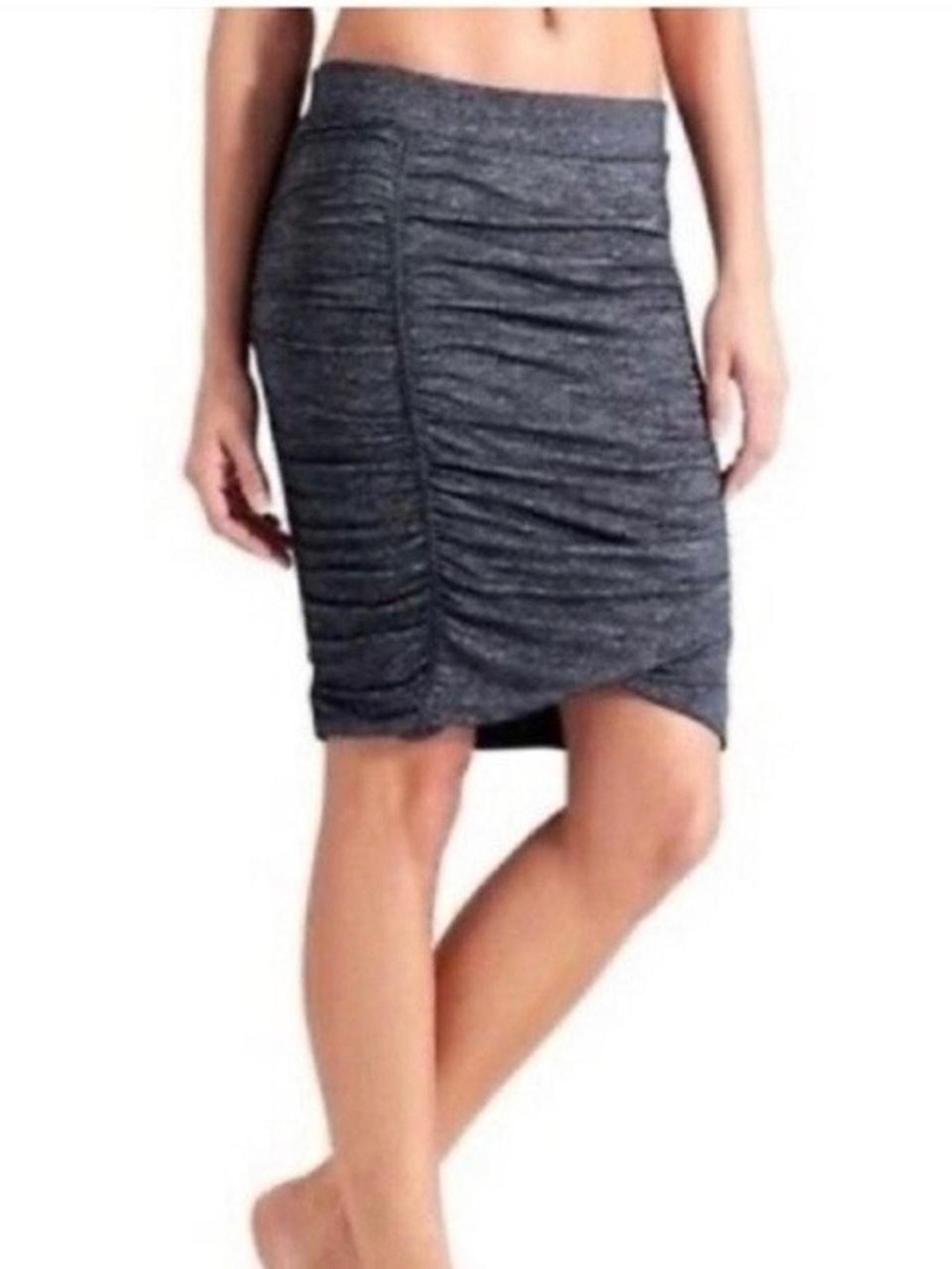 Athleta Twisted Ruched Heathered Pencil Skirt - Charcoal Gray size S